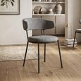 Clearance - Simoni Dining Chair - Set of 2 - Curved Back - Grey Linen Fabric - A454