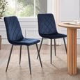 Bella Dining Chair - Set of 2 - Cross Stitched - Deep Blue Velvet