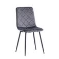 Bella Dining Chair - Set of 2 - Cross Stitched - Grey Velvet Fabric