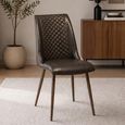 Amber Dining Chair - Set of 2 - Dark Brown Faux Leather