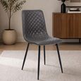 Dining Chair - Set of 4 - Dark Grey Faux Leather