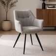 Poppy Dining Armchairs - Set of 2 - Light Grey Fabric