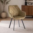 Viola Swivel Dining Chair - Set of 2 - Green Velvet Fabric