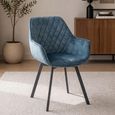 Viola Swivel Dining Chair - Set of 2 - Teal Velvet Fabric