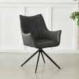 Vito Swivel Dining Armchairs - Set of 2 - Charcoal Faux Leather