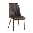 Amber Dining Chair - Set of 2 - Dark Brown Faux Leather