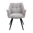 Poppy Dining Armchairs - Set of 2 - Light Grey Fabric