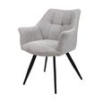 Poppy Dining Armchairs - Set of 2 - Light Grey Fabric