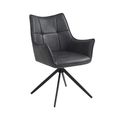 Vito Swivel Dining Armchairs - Set of 2 - Charcoal Faux Leather