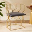 Azalea Dining Chair - Black Fabric with Gold Metal