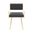 Azalea Dining Chair - Set of 2 - Black Faux Leather with Gold Metal Frame