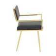 Azalea Dining Chair - Set of 2 - Black Faux Leather with Gold Metal Frame