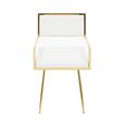 Azalea Dining Chair - Set of 2 - Ivory Faux Leather with Gold Metal Frame