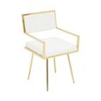 Azalea Dining Chair - Set of 2 - Ivory Faux Leather with Gold Metal Frame