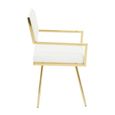 Azalea Dining Chair - Set of 2 - Ivory Faux Leather with Gold Metal Frame
