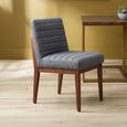 Brando Dining Chair - Set of 2 - Charcoal Grey Fabric with Oak Legs