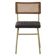 Buffalo Dining Chair - Set of 2 - Black - Leather with Gold Metal