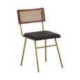 Buffalo Dining Chair - Set of 2 - Black - Leather with Gold Metal