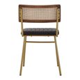 Buffalo Dining Chair - Set of 2 - Black - Leather with Gold Metal