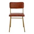 Buffalo Dining Chair - Set of 2 - Tan - Leather with Gold Metal