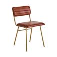 Buffalo Dining Chair - Set of 2 - Tan - Leather with Gold Metal