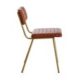 Buffalo Dining Chair - Set of 2 - Tan - Leather with Gold Metal