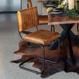 Cognac Dining Chair - Set of 2 - Cantilever Base - Brown and Black - Leather and Metal