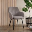 Miles Dining Armchair - Set of 2 - Grey - Fabric and Metal