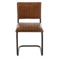 Cognac Dining Chair - Set of 2 - Cantilever Base - Brown and Black - Leather and Metal
