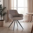 Doreen Swivel Dining Armchair - Set of 2 - Brown - Boucle Fabric and Metal