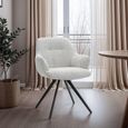 Doreen Swivel Dining Armchair - Set of 2 - Natural - Boucle Fabric and Metal