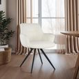 Doreen Swivel Dining Armchair - Set of 2 - White - Boucle Fabric and Metal