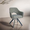 Helen Swivel Dining Armchair - Set of 2 - Black Legs - Turtle - Fabric and Metal