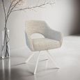 Helen Swivel Dining Armchair - Set of 2 - Natural Legs - Sand - Fabric and Metal
