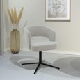 Isabel Swivel Dining Chair - Set of 2 - Curved Back - Beige - Fabric and Metal