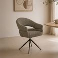 Linn Swivel Dining Armchair - Set of 2 - Curved Back - Bronze Legs - Desert - Fabric and Metal