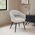 Megan Dining Armchair - Set of 2 - Curved Back - Bisque Oasis - Fabric and Metal