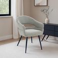 Megan Dining Armchair - Set of 2 - Curved Back - Taupe - Fabric and Metal