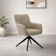 Tara Swivel Dining Armchair - Set of 2 - Beige - Fabric and Metal