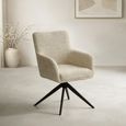 Tara Swivel Dining Armchair - Set of 2 - Sand - Fabric and Metal