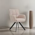 Tori Swivel Dining Armchair - Set of 2 -Black Legs - Salmon - Fabric and Metal