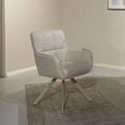 Tori Swivel Dining Armchair - Set of 2 - Natural Legs - Sand - Fabric and Metal