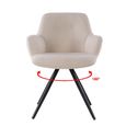 Doreen Swivel Dining Armchair - Set of 2 - Beige - Boucle Fabric and Metal