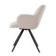 Doreen Swivel Dining Armchair - Set of 2 - Beige - Boucle Fabric and Metal