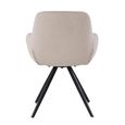Doreen Swivel Dining Armchair - Set of 2 - Beige - Boucle Fabric and Metal