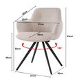 Doreen Swivel Dining Armchair - Set of 2 - Beige - Boucle Fabric and Metal