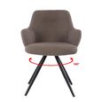 Doreen Swivel Dining Armchair - Set of 2 - Brown - Boucle Fabric and Metal