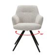 Doreen Swivel Dining Armchair - Set of 2 - Natural - Boucle Fabric and Metal