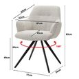 Doreen Swivel Dining Armchair - Set of 2 - Natural - Boucle Fabric and Metal