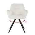 Doreen Swivel Dining Armchair - Set of 2 - White - Boucle Fabric and Metal